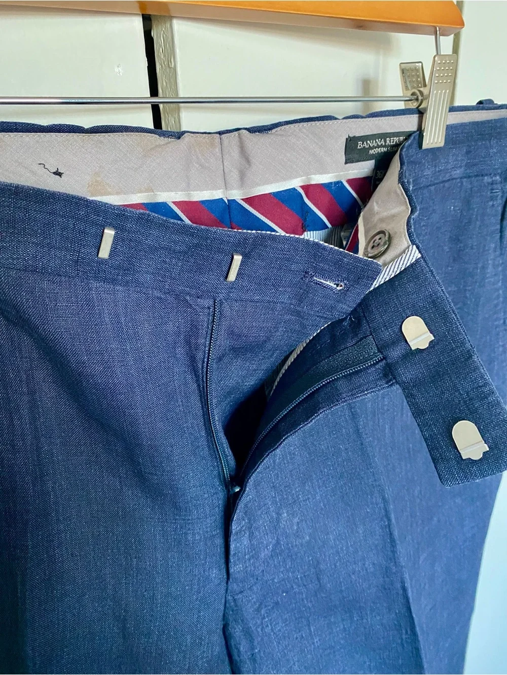 BANANA REPUBLIC  Men’s Linen Dress Pants 36x34  Blue Slim Fit.